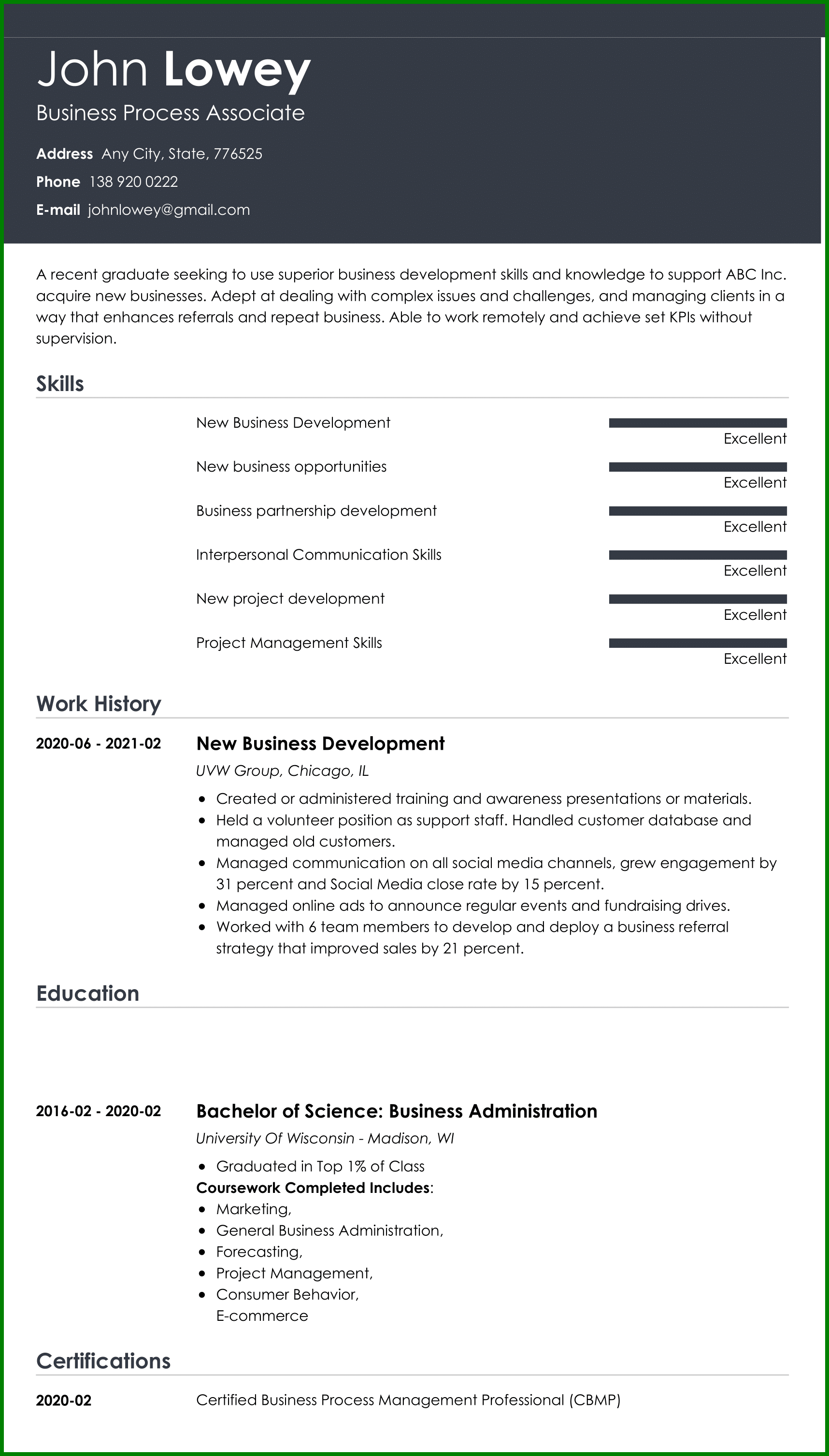sample resume for remote job